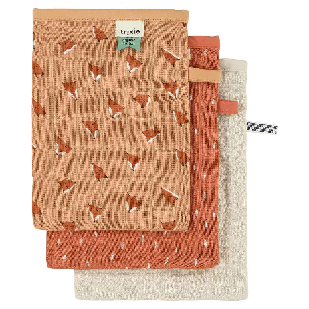 Tetra washandjes 3-pack Trixie - Fierce fox