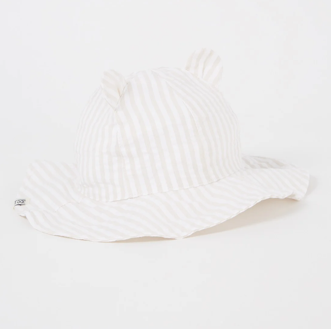 Zonnehoedje Liewood - Stripes crisp white | sandy (0-3 maanden)